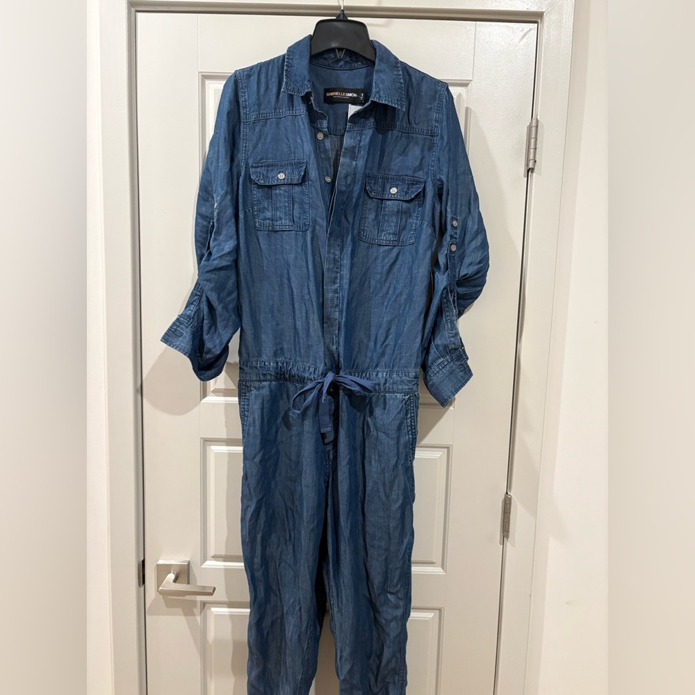 Gabrielle Union X New York & Company Blue Denim Jumpsuit - Picture 3 of 5